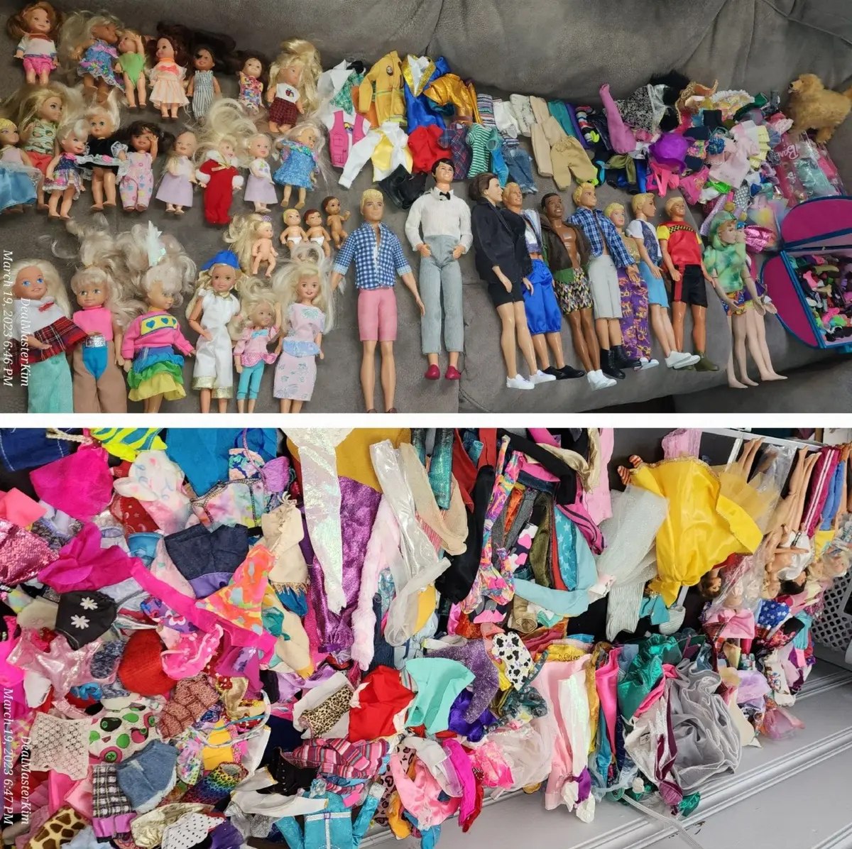 Collage of diverse Barbie dolls and accessories